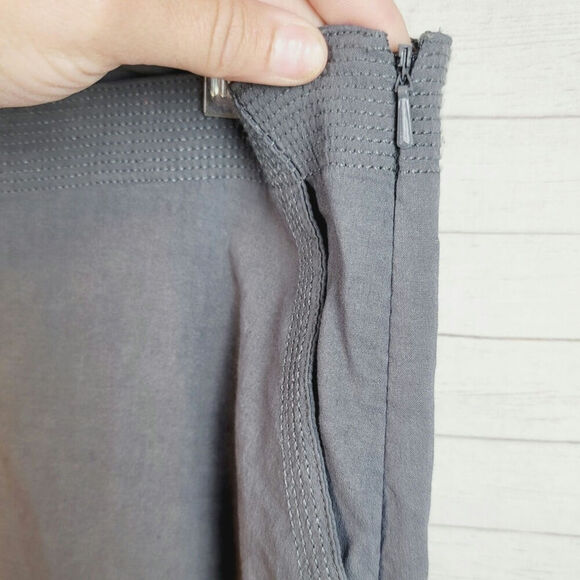 EILEEN FISHER LINEN BLEND GRAY STITCH DETAIL TROUSERS, SZ SMALL - Picture 4 of 16